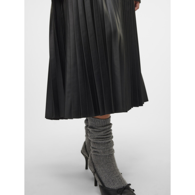 VMBELLAHOLLY HW 7-8COATED SKIRT C-24 2 Asphalt-Black