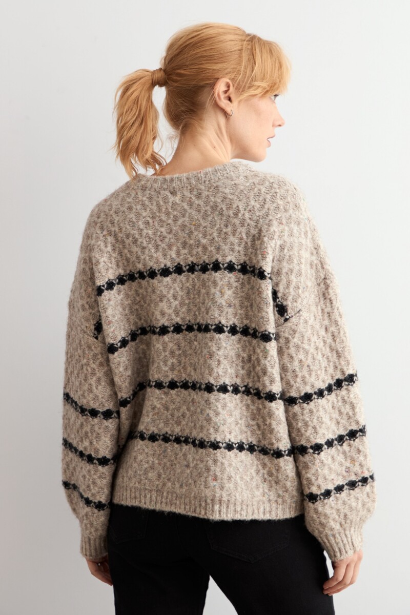 Sweater rayas beige melange