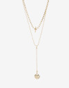 Collares Largos Strass Collar Largo Multicadena Con Dijes - Dorado
