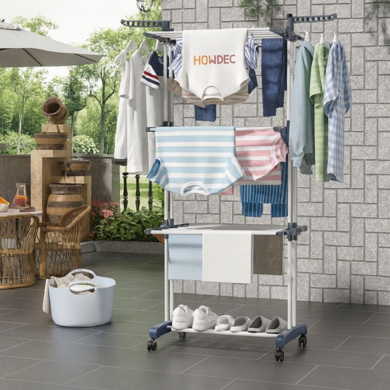 Tendedero Vertical De Pie Plegable 3 Niveles Secador Ropa Blanco Con Detalle Gris Tendedero Vertical De Pie Plegable 3 Niveles Secador Ropa Blanco Con Detalle Gris