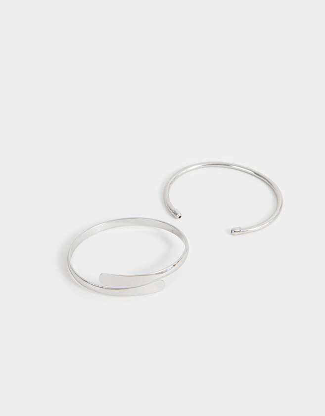 Pulseras Rígidas Sets Metal Pulseras Rígidas De Metal - Plateado