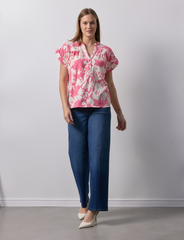 Blusa Esc V ROSA/MULTI