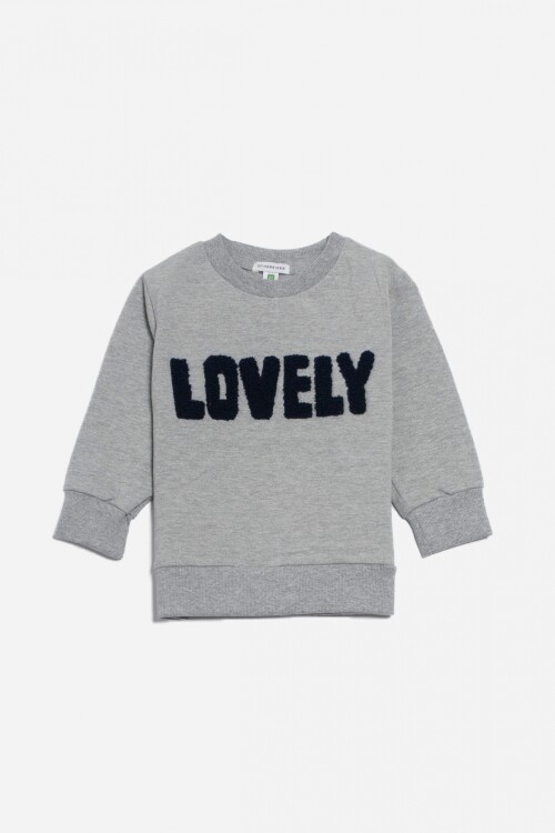 Sweatshirt con logo plush aplicado GRIS MELANGE