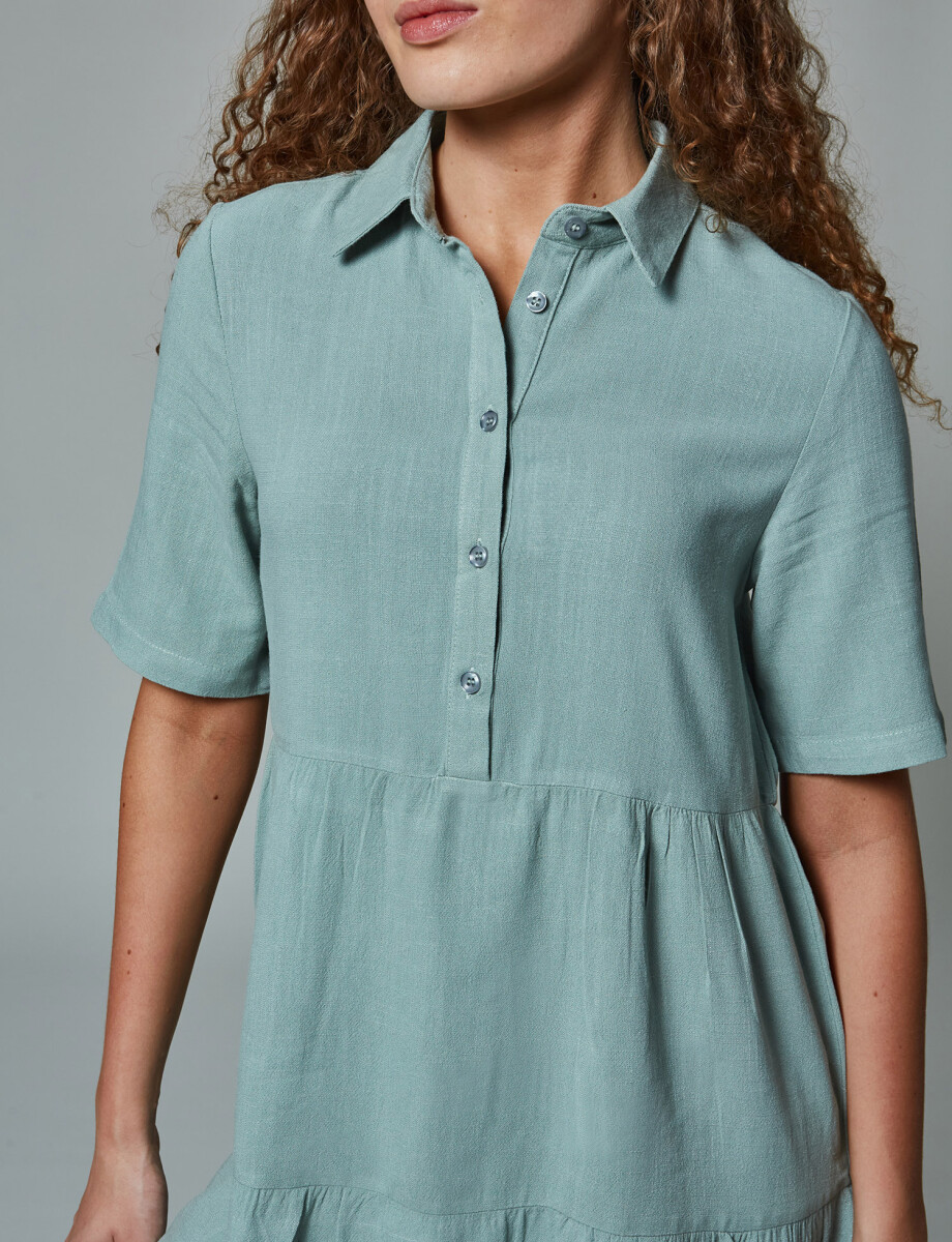 Vestido lino verde musgo