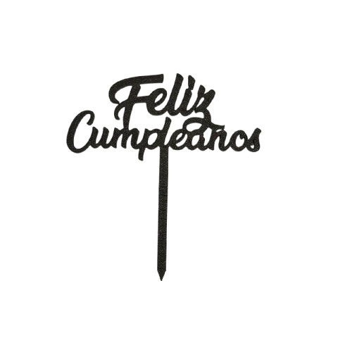 Topper 3D Feliz Cumpleaños Negro Topper 3D Feliz Cumpleaños Negro