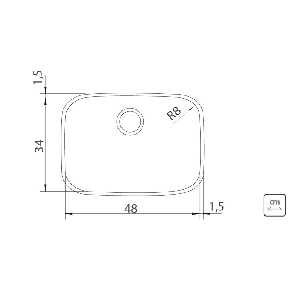 PILETA SIMPLE DE ACERO INOXIDABLE 304 TERMINACIÓN SATINADO 48X34 CM TRAMONTINA Pileta Simple De Acero Inoxidable 304 Terminación Satinado 48x34 Cm Tramontina