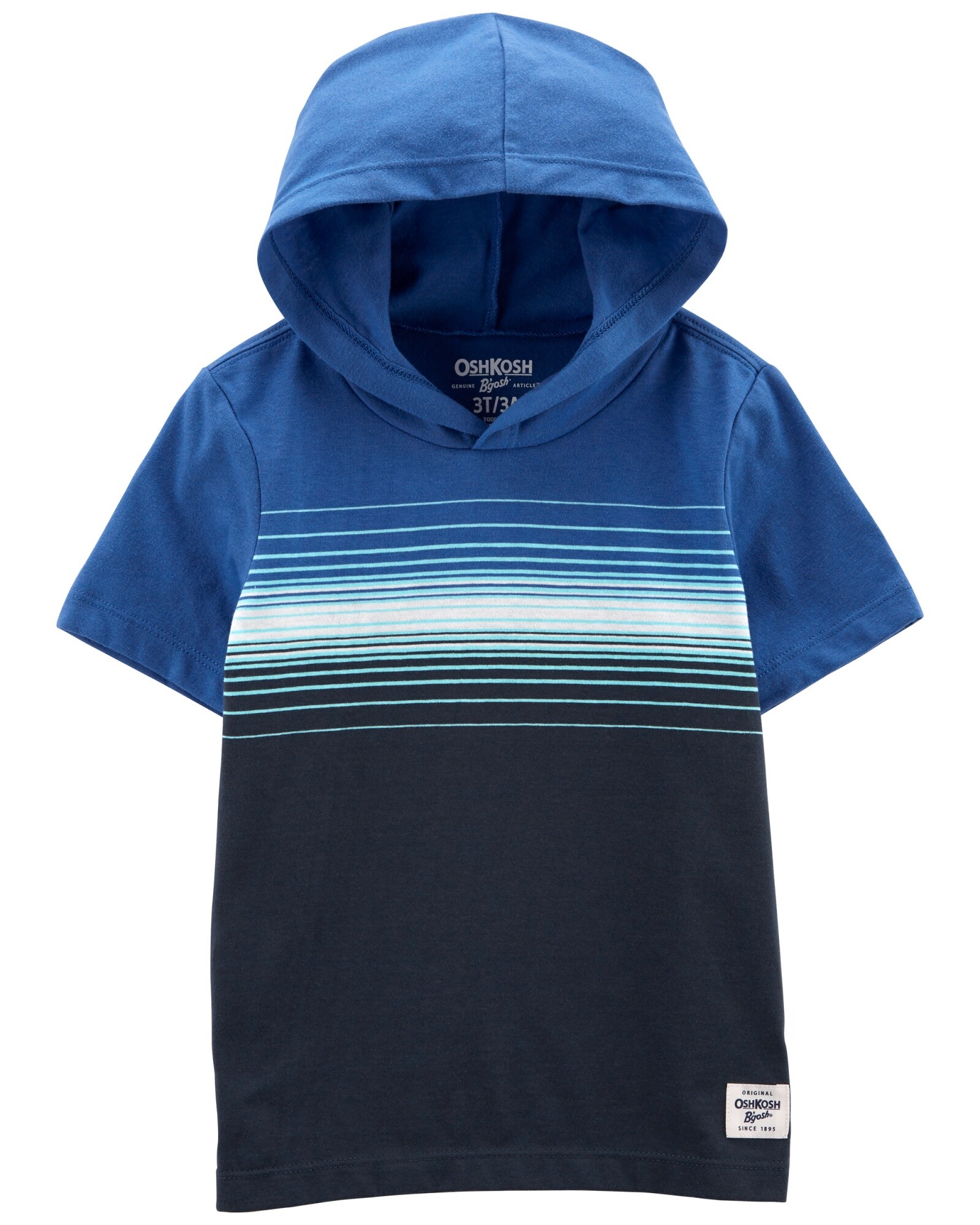 Remera de algodón con capucha y diseño a rayas. Talles 2-5T Sin color