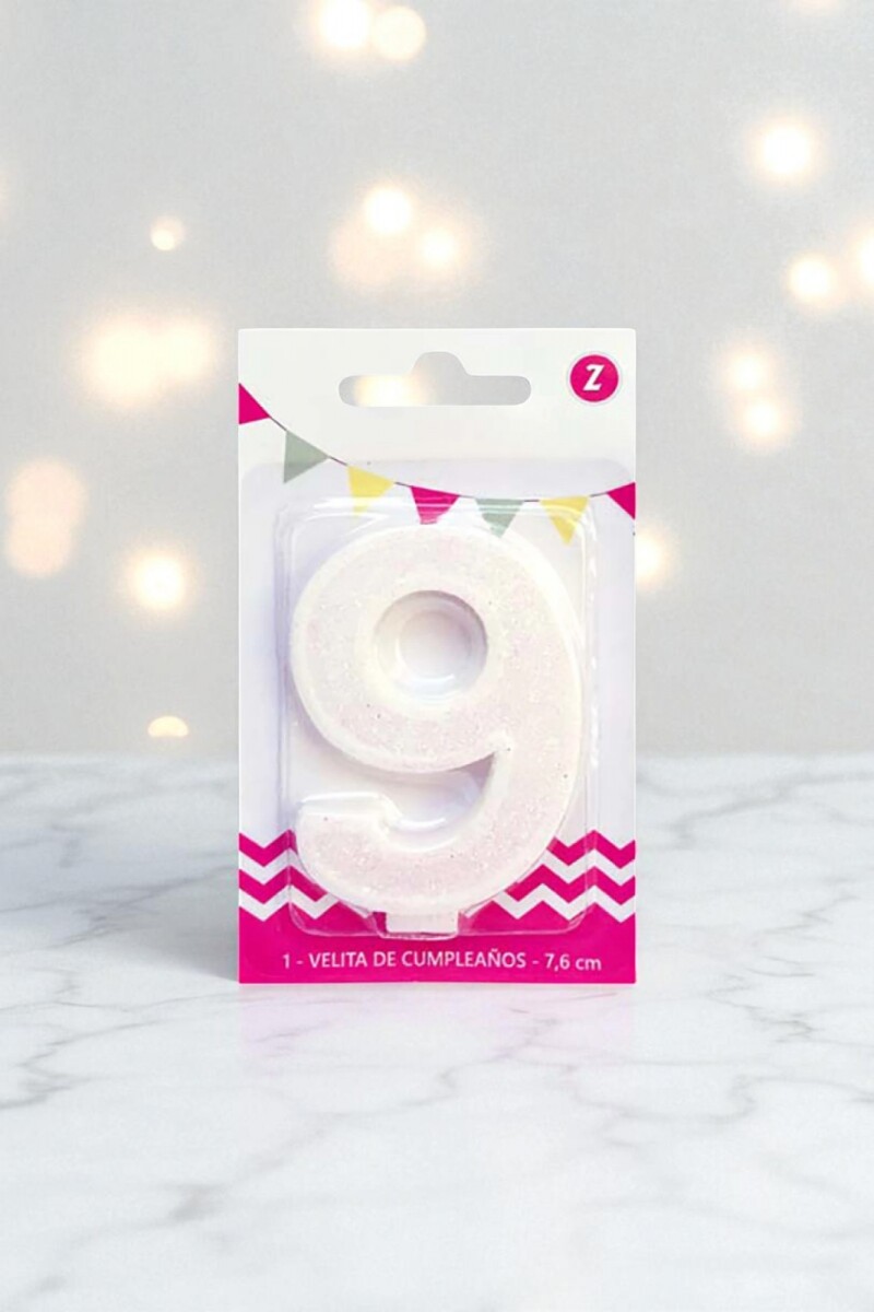 Vela grande glitter n # 9 blanco 