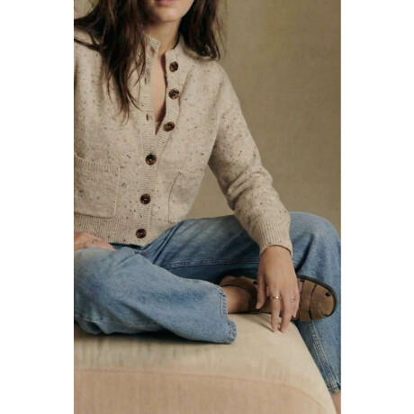 Cardigan Bouttonne Beige Melange