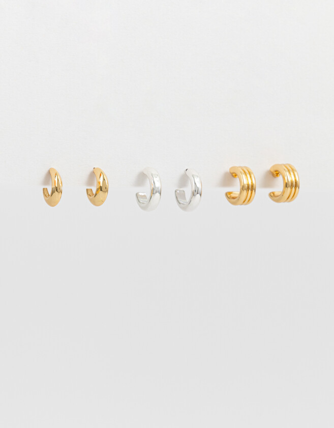 Aros Argollas Set Bañada en Oro Set De Argollitas Bañadas En Oro - Dorado
