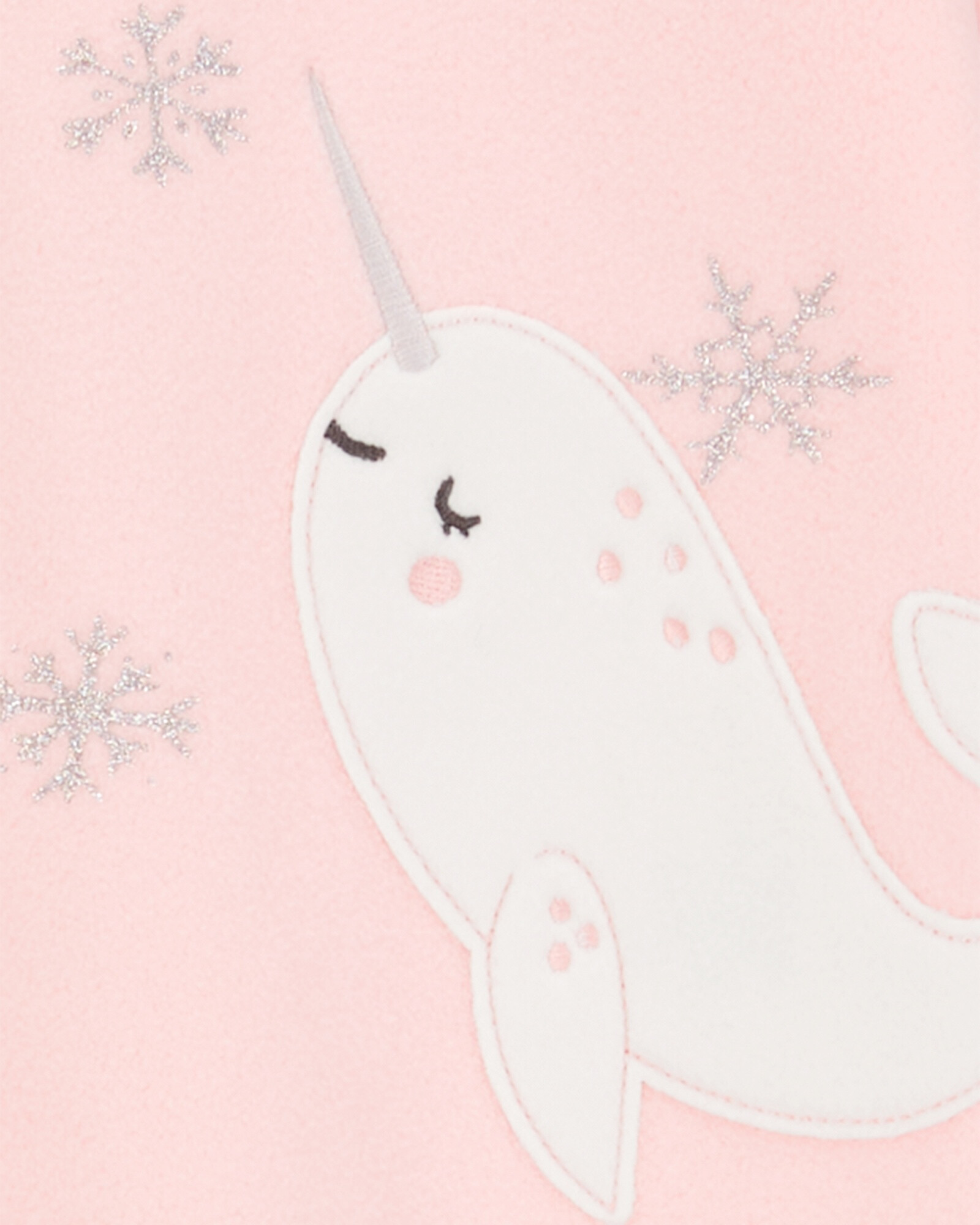 Pijama una pieza de micropolar, con pie, estampa narval Sin color