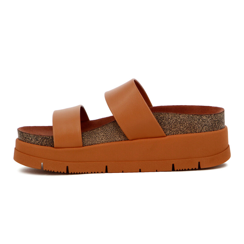 Moleca Sandalia Dama Doble Tira Ancha Camel