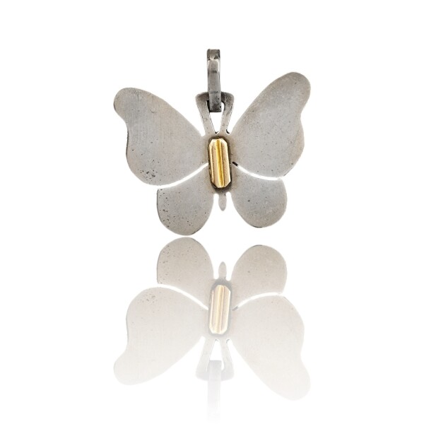 Dije Colgante Mariposa-Plata 925 y Oro-Sin Piedra-CP5095 sinpiedra