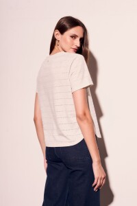 Remera Texturada Manga Corta Gris Melange