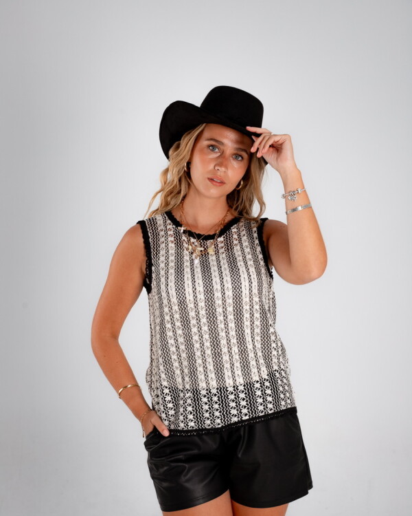 Blusa Gabrielle negro con blanco