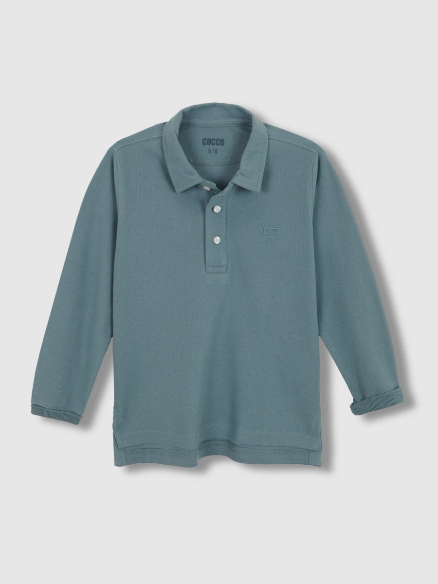 Polo Manga Larga Turquesa Grisaceo