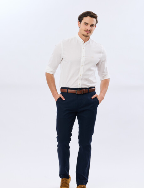 PANTALON CLÁSICO DE LINO Azul