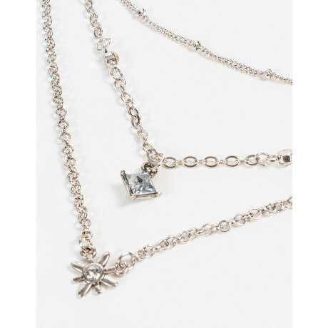 Collares Cortos Cosmico Bañada En Plata Plateado