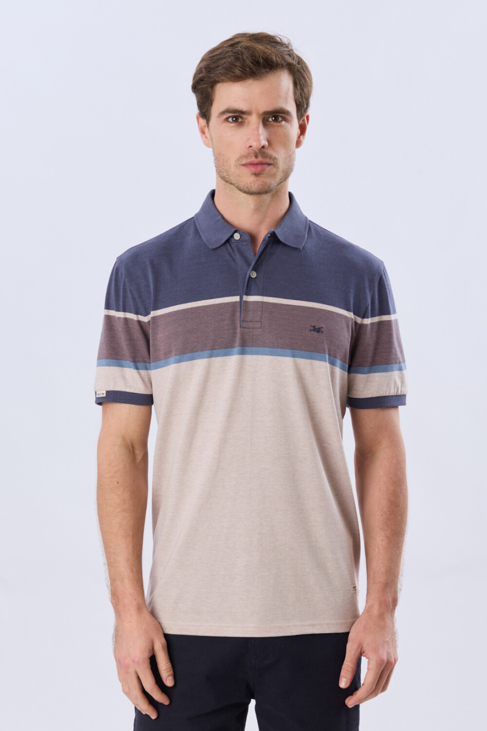 REMERA POLO RAYADA JERSEY Azul