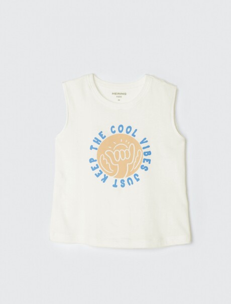 MUSCULOSA INFANTIL CON ESTAMPA BEIGE