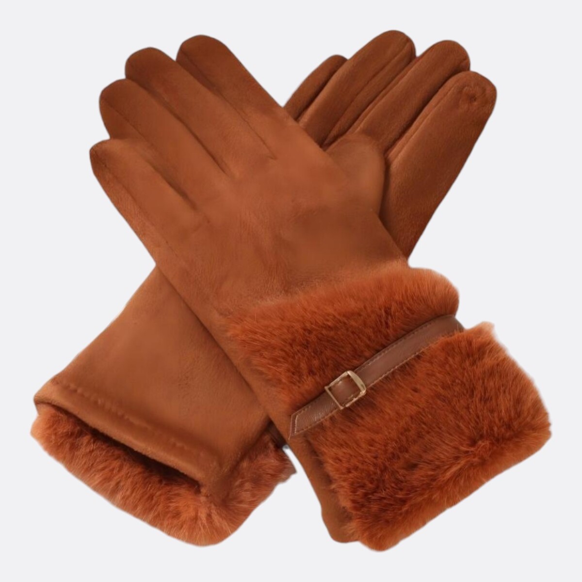 Guantes Selene De Abrigo Detalle De Piel y Pulsera - Terracota| 
