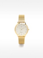 Reloj Pulsera De Malla Metálica De Acero dorado