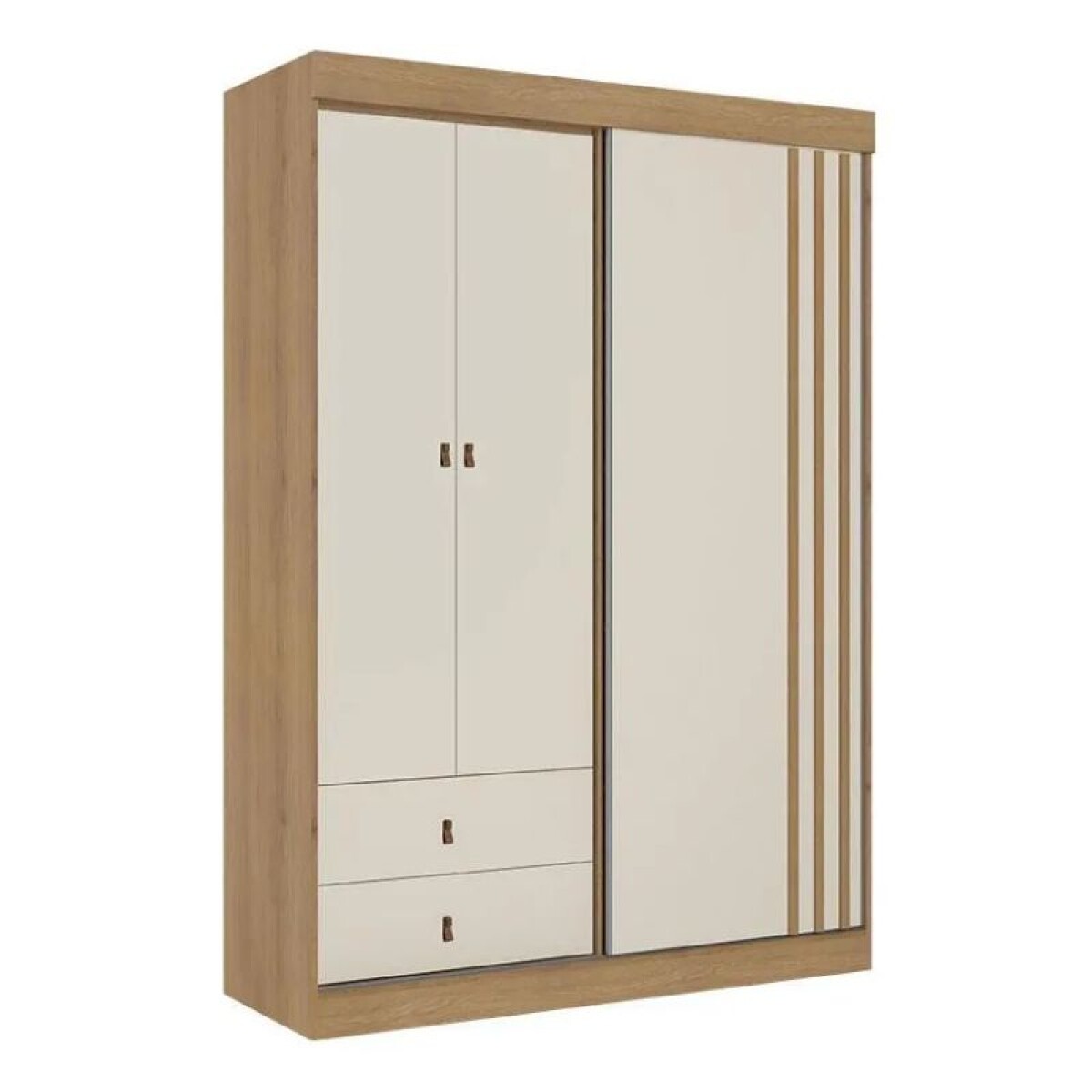 ROPERO 3 PUERTAS 2 CAJONES ASPEN - CAPUCCINO/BLANCO 