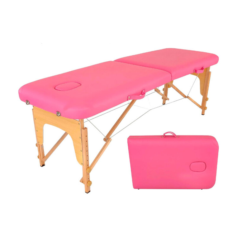 Camilla Portátil Simple Profesional Lumax de Madera 185x60cm Rosa