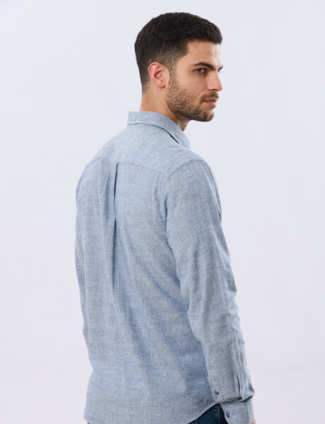 CAMISA RAYADA DE LINO Denim