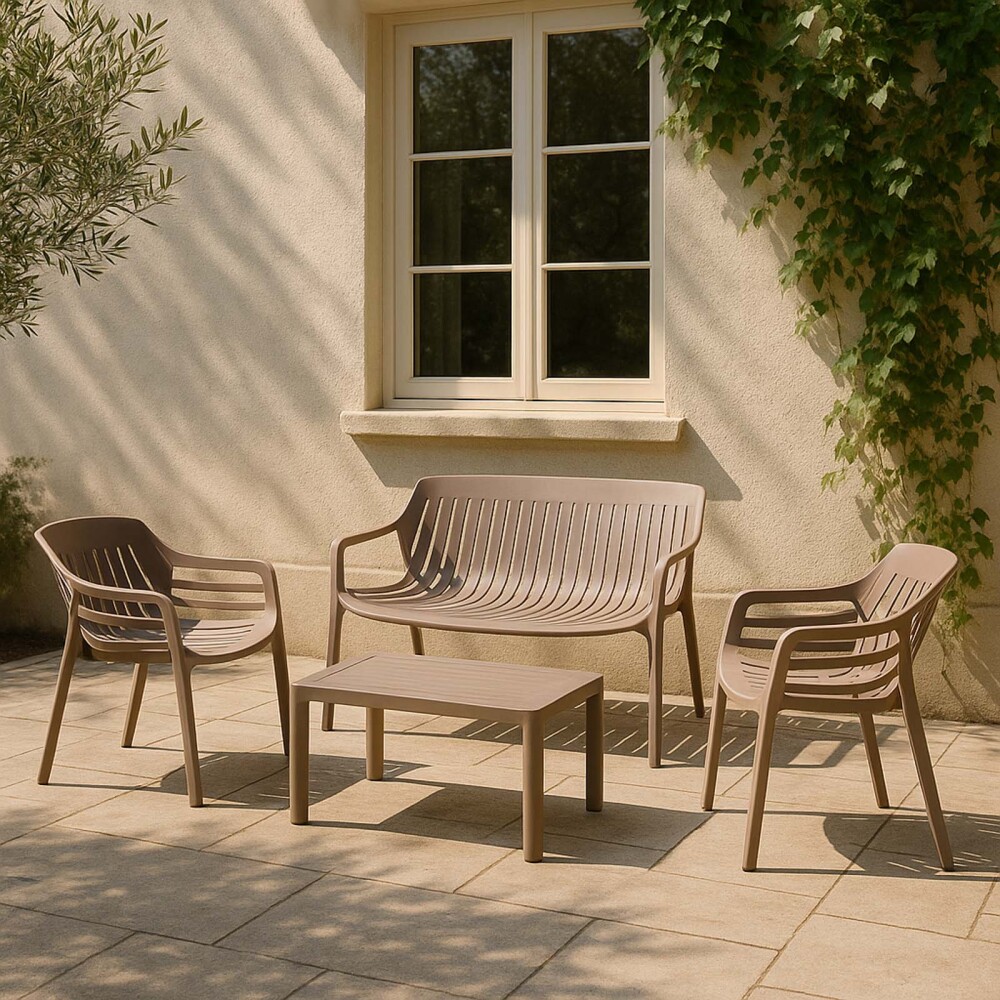 SET DE LIVING EXTERIOR POLIPROPILENO MARRON MILETO
