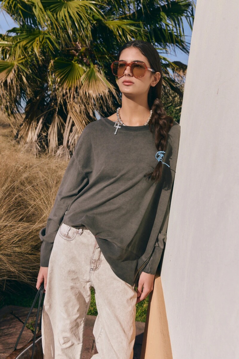 JEAN SLOUCHY LEATHER Blanco