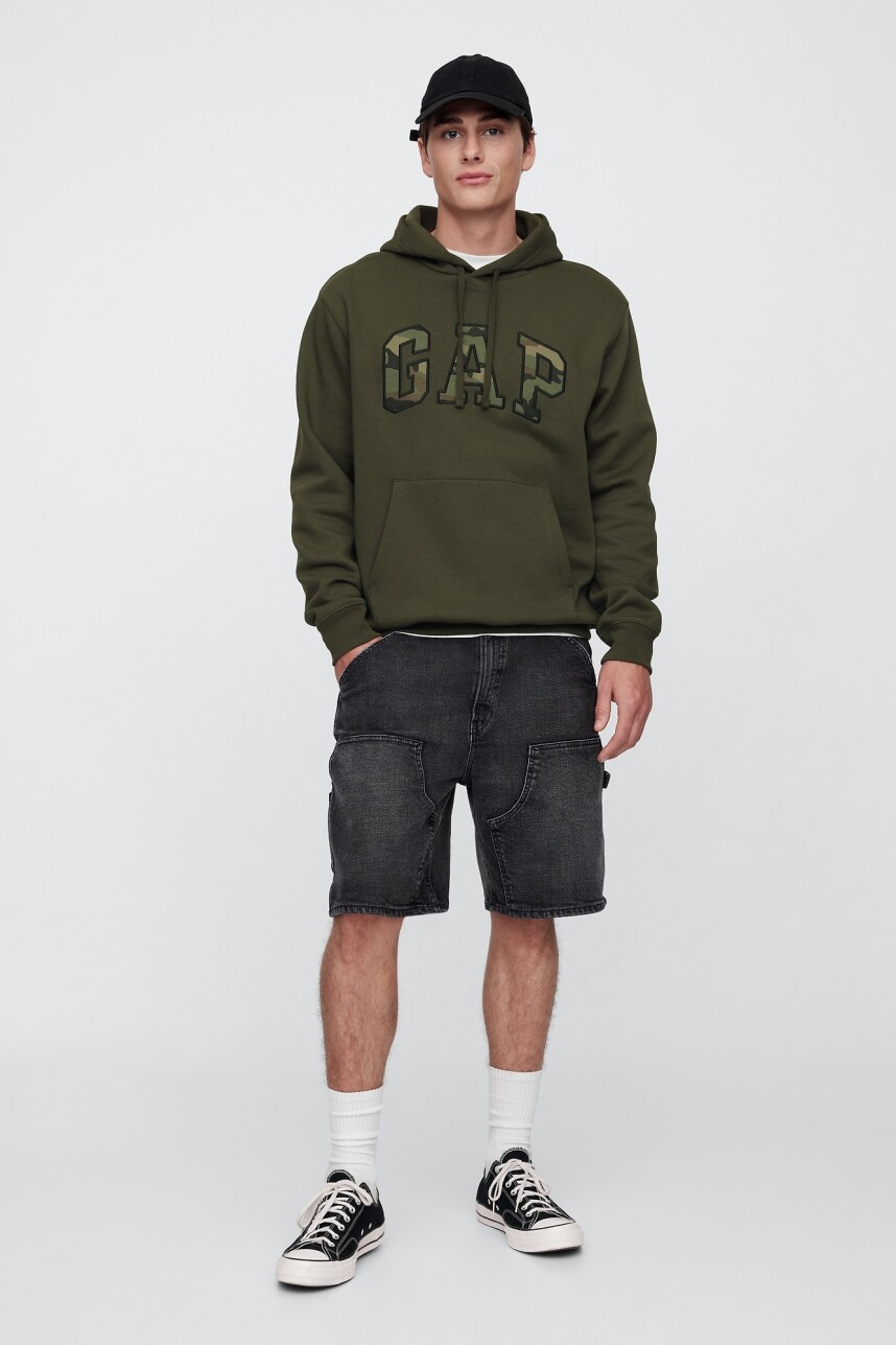 Buzo Canguro Logo Gap Camo Hombre Black Moss