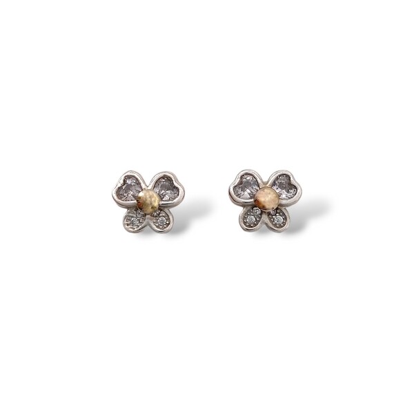 Caravanas Moño zirconia-Plata y oro-Zirconia-CA5084 conpiedra