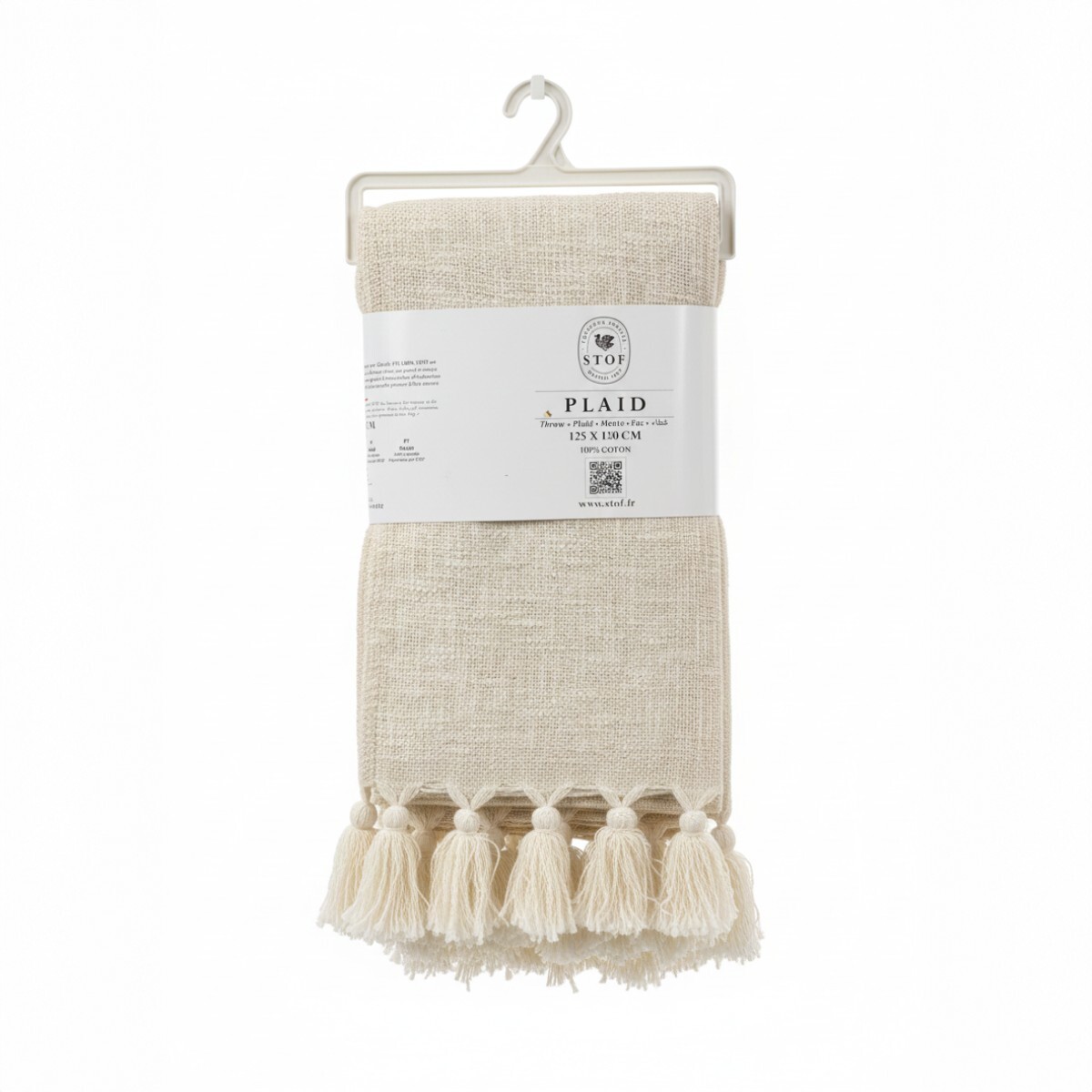 MANTA MARFIL C/BORLAS 125X150CM 