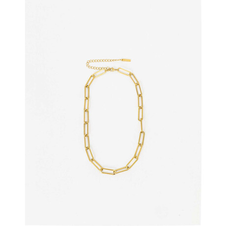 Collar Corto Eslabones De Acero Dorado