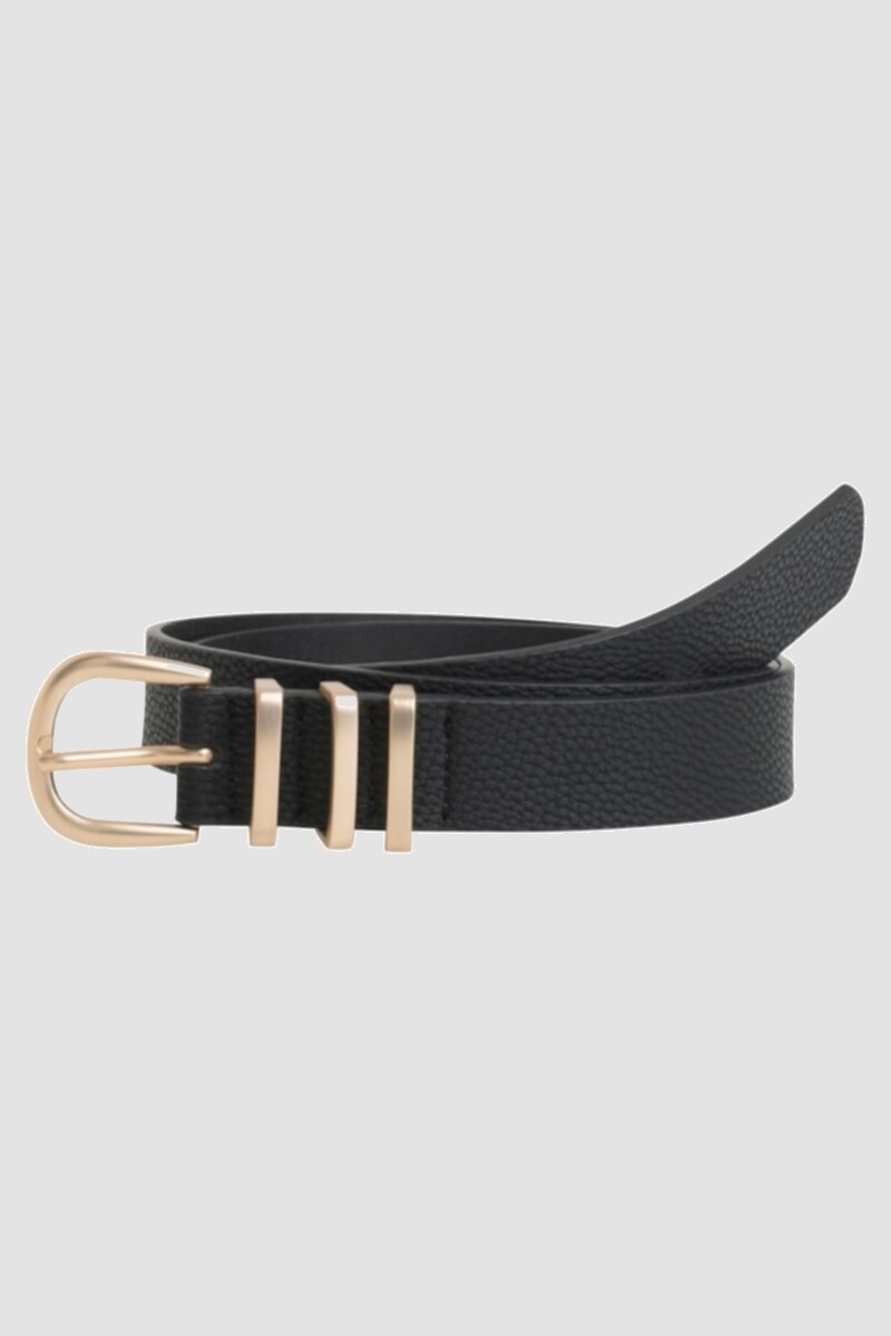Cinturon lea Con hebilla metalizada - Black 