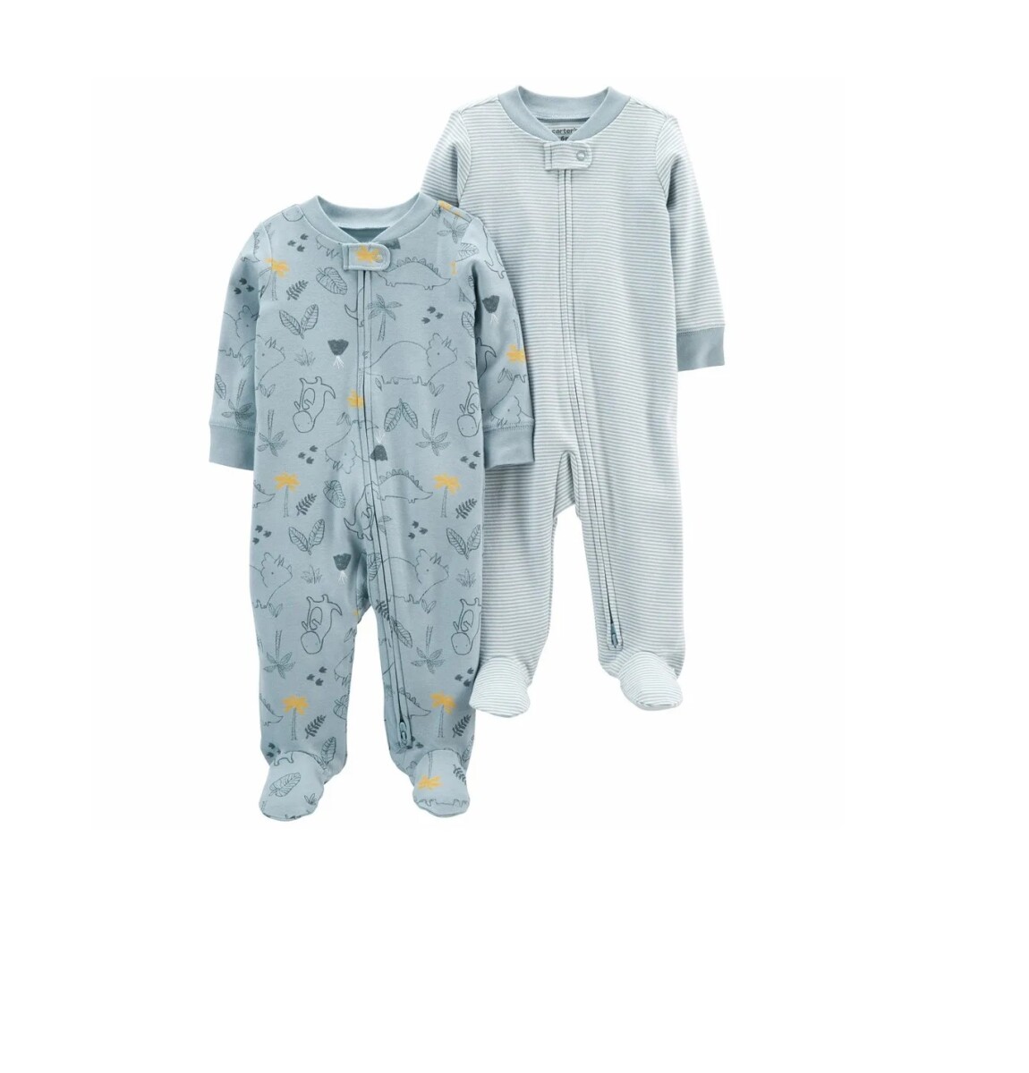 Enterito X2 algodón Carters con pie RN - Dino Celeste Pastel 