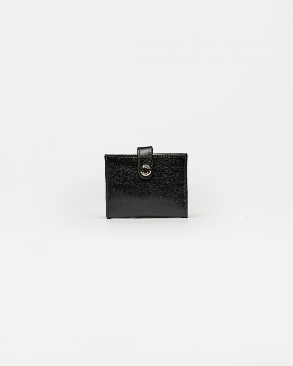 Tarjetero Sand en cuero liso satinado - Negro 