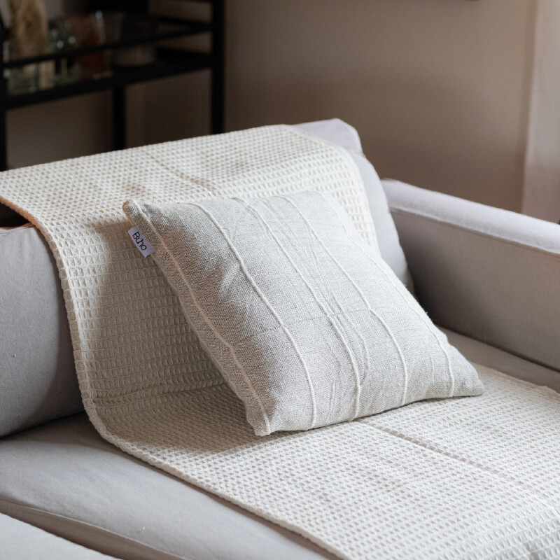 Manta para sillón y cama algodón Marfil waffle 130cm