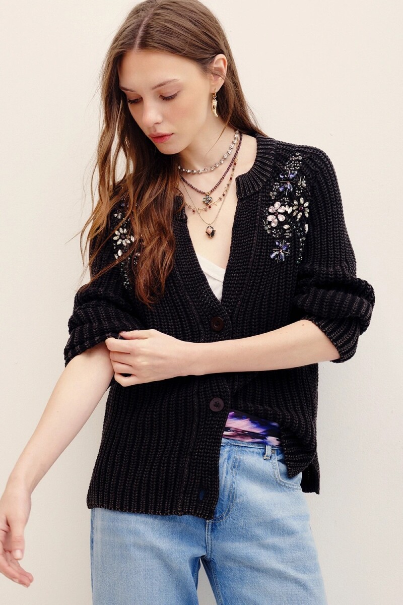 CARDIGAN AGNES LONG Gris Oscuro