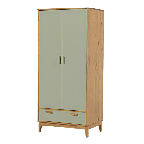Ropero en madera maciza 2 puertas 1 cajón Verde