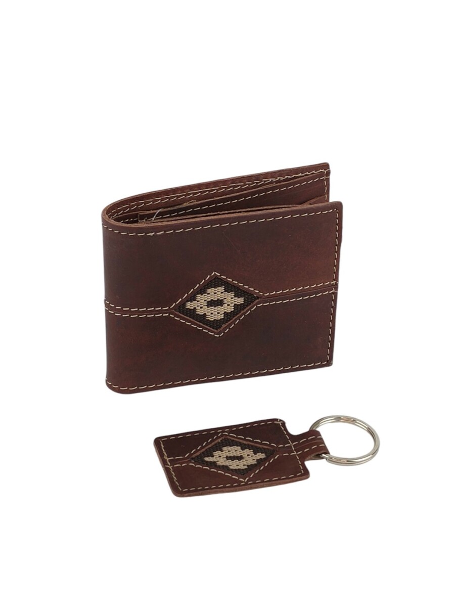 Set de billetera con guardapampa y llavero - Marrón 