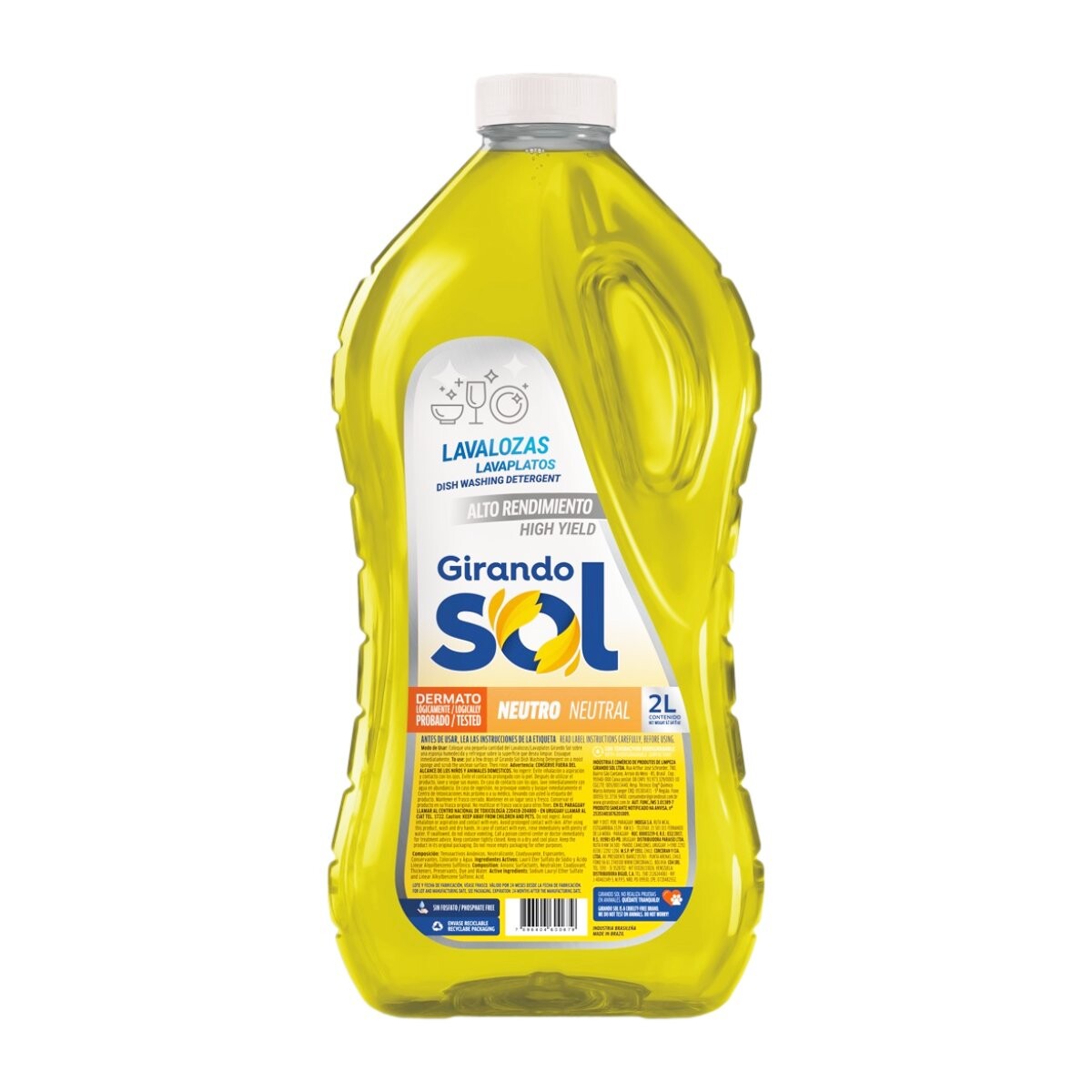 Detergente lavavajilla Neutro Girando Sol 2l 