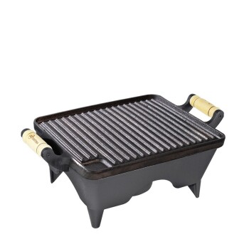 Brasero de hierro ranurado con mechero 38x24x13 cm Brasero de hierro ranurado con mechero 38x24x13 cm
