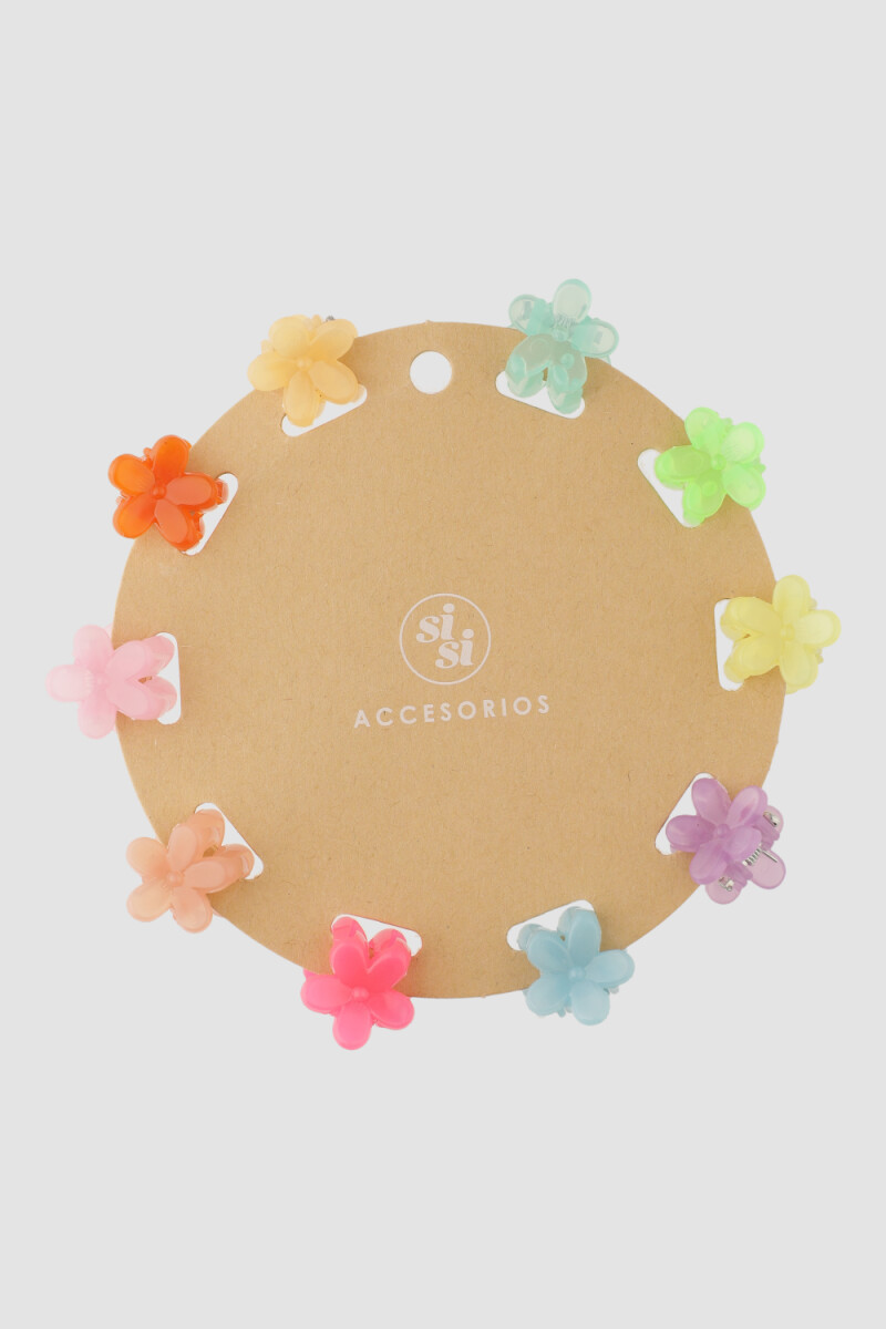Set de 10 broches de pleo mini flor Variante unica
