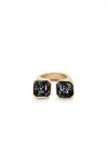 ANILLO BAÑADO EN ORO 18K CON CRISTAL NEGRO Anillo