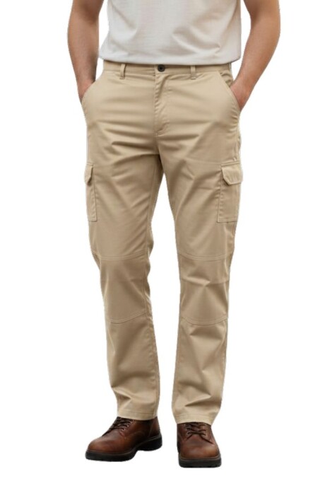 Pantalón gabardina cargo Beige