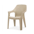 Silla De Plastico Con Posabrazos Apilable Beige