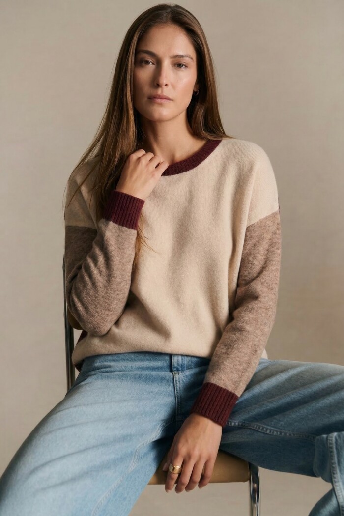 Sweater Color Block Bordeaux