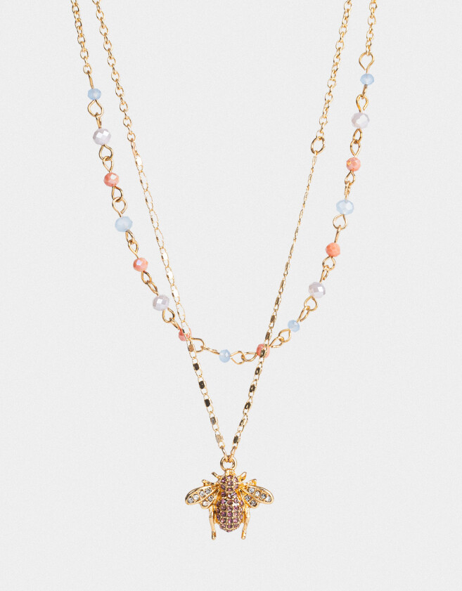 Collares Cortos Con strass multicolor Collar Corto Dije Abeja Strass - Dorado